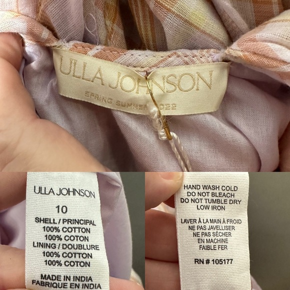 ULLA JOHNSON Noelle Crossover Halter Back-Tie Midi Plaid Dress NEW - Picture 13 of 14